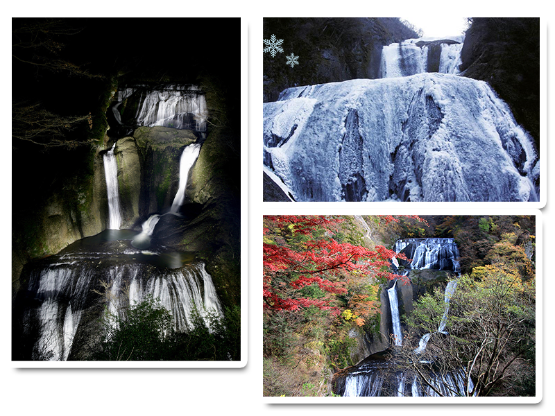 袋田の滝 氷瀑、ライトアップ